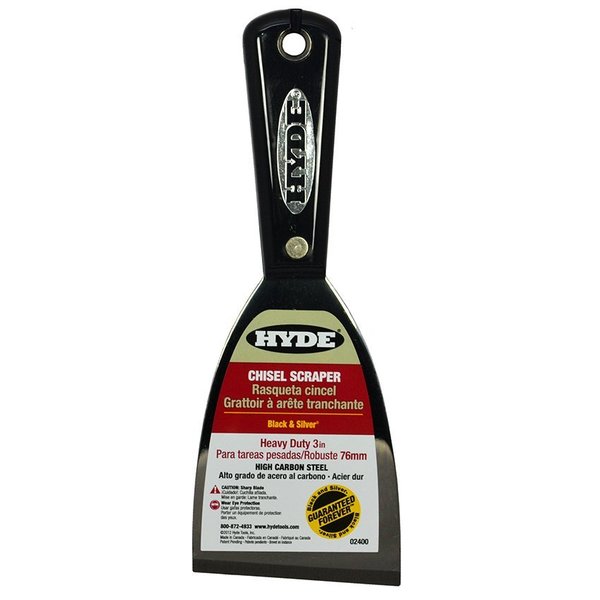 Hyde 3 in.  Bs Hcs Stiff Chisel Scraper 02400 2400